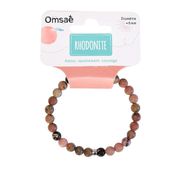 Bracelet Rhodonite Perles rondes 6 mm