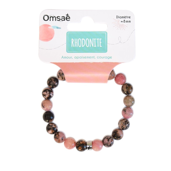 Bracelet Rhodonite Perles rondes 8 mm