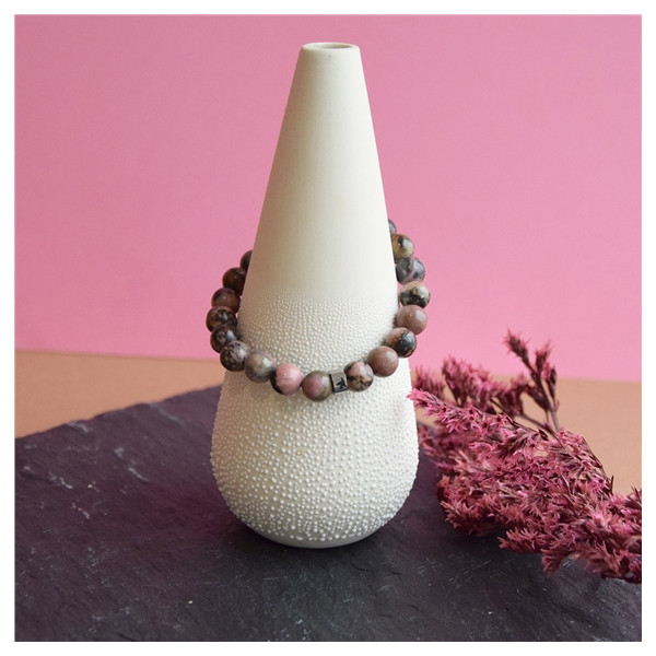 Bracelet Rhodonite Perles rondes 8 mm