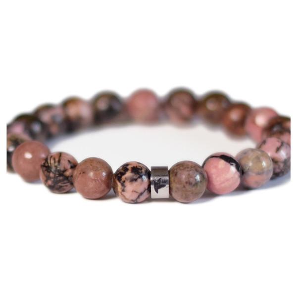 Bracelet Rhodonite Perles rondes 8 mm
