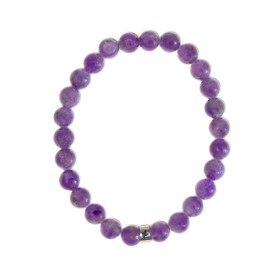 Bracelet Améthyste Perles rondes 8 mm Poignet large