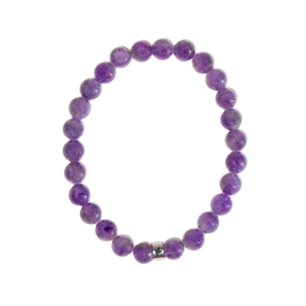 Bracelet Améthyste Perles rondes 8 mm Poignet large