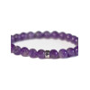 Bracelet Améthyste Perles rondes 8 mm Poignet large