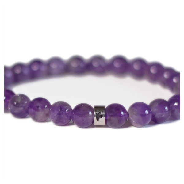 Bracelet Améthyste Perles rondes 8 mm Poignet large