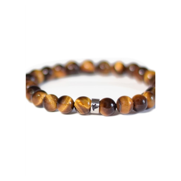 Bracelet Oeil de tigre Perles rondes 8 mm Poignet large