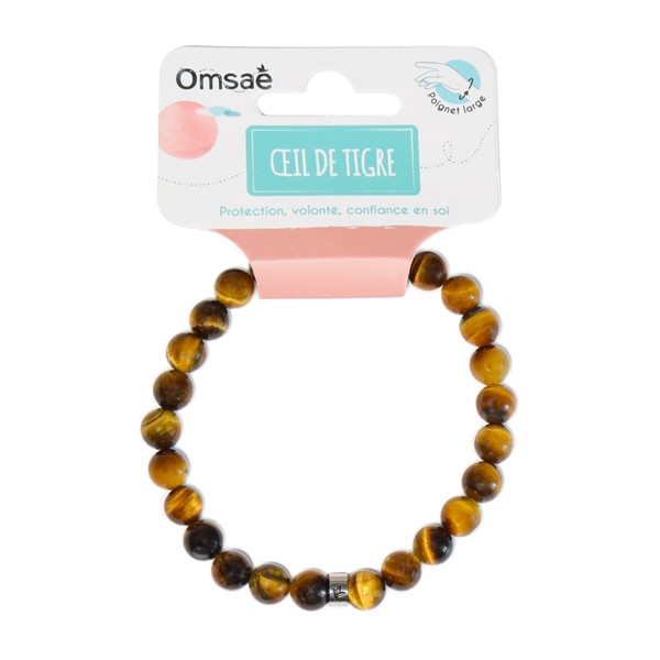 Bracelet Oeil de tigre Perles rondes 8 mm Poignet large