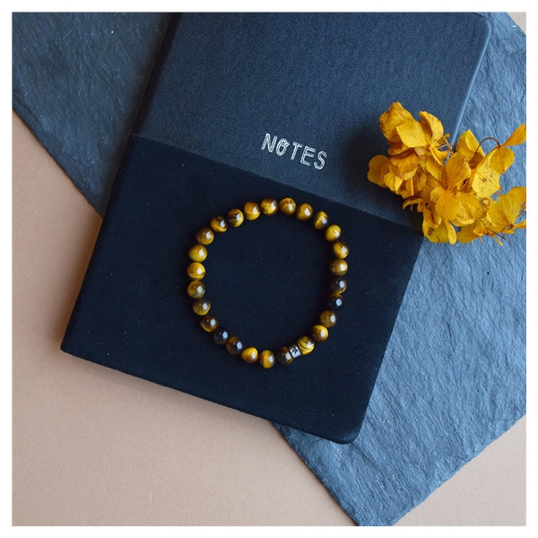 Bracelet Oeil de tigre Perles rondes 8 mm Poignet large