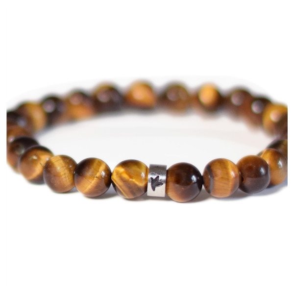 Bracelet Oeil de tigre Perles rondes 8 mm Poignet large