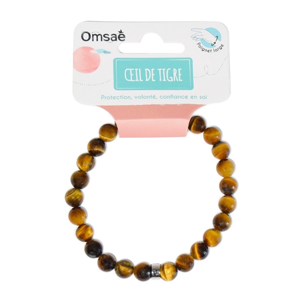 Bracelet Oeil de tigre Perles rondes 8 mm Poignet large