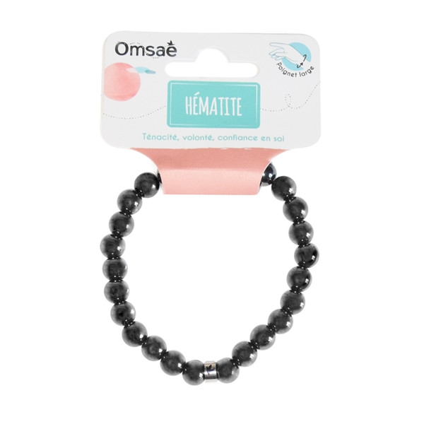 Bracelet Hématite Perles rondes 8 mm Poignet large