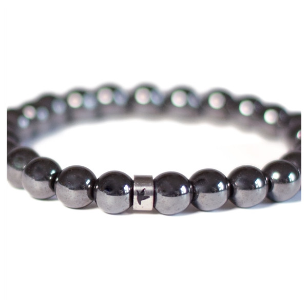 Bracelet Hématite Perles rondes 8 mm Poignet large