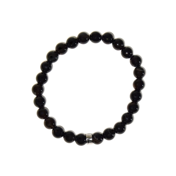Bracelet Onyx Perles rondes 8 mm Poignet large