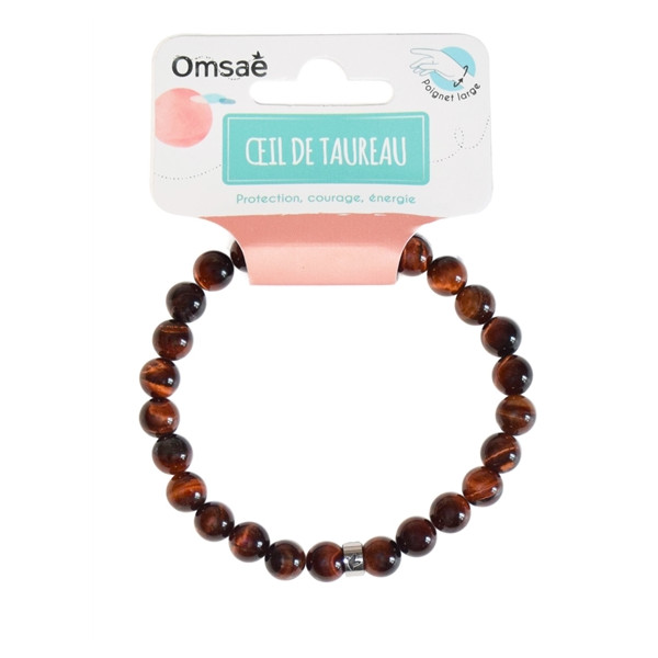 Bracelet il de taureau Perles rondes 8 mm Poignet large