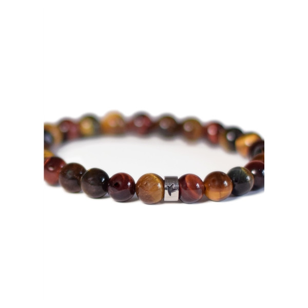 Bracelet il de Taureau, faucon, tigre Perles rondes 8 mm Poignet large