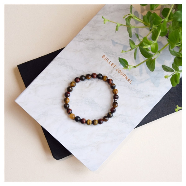 Bracelet il de Taureau, faucon, tigre Perles rondes 8 mm Poignet large