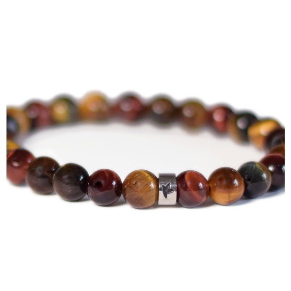 Bracelet il de Taureau, faucon, tigre Perles rondes 8 mm Poignet large