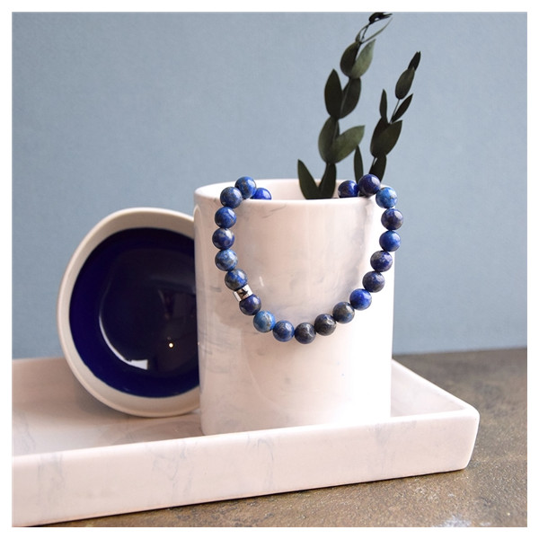 Bracelet Lapis-Lazuli Perles rondes 8 mm Poignet large