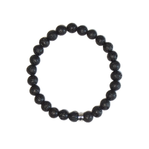 Bracelet Pierre de lave Perles rondes 8 mm Poignet large