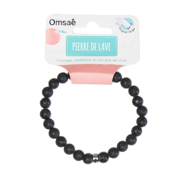 Bracelet Pierre de lave Perles rondes 8 mm Poignet large