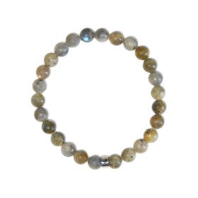 Bracelet Labradorite Perles rondes 8 mm Poignet large