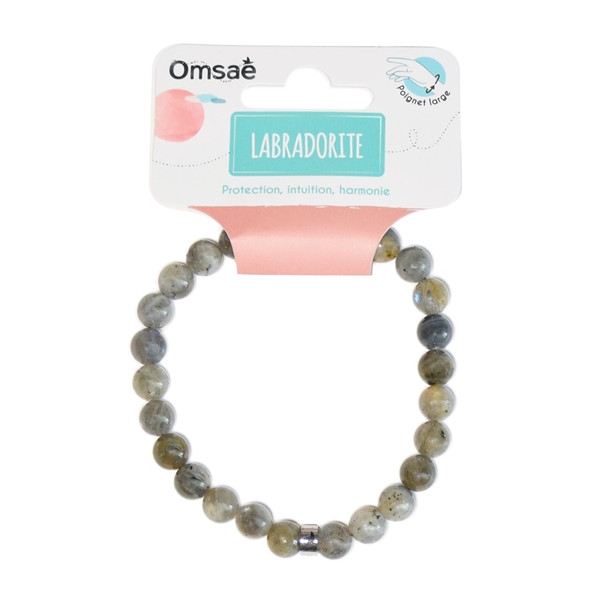 Bracelet Labradorite Perles rondes 8 mm Poignet large