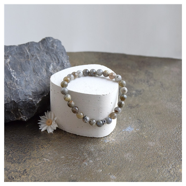 Bracelet Labradorite Perles rondes 8 mm Poignet large
