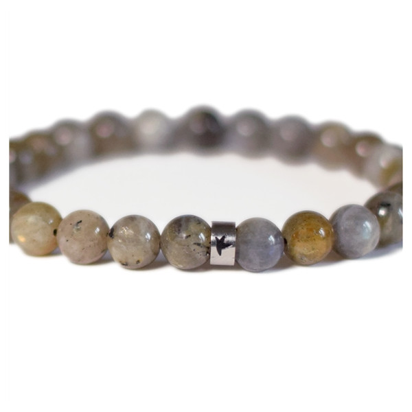 Bracelet Labradorite Perles rondes 8 mm Poignet large