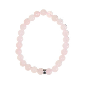 Bracelet Quartz Rose Perles rondes 8 mm Poignet large