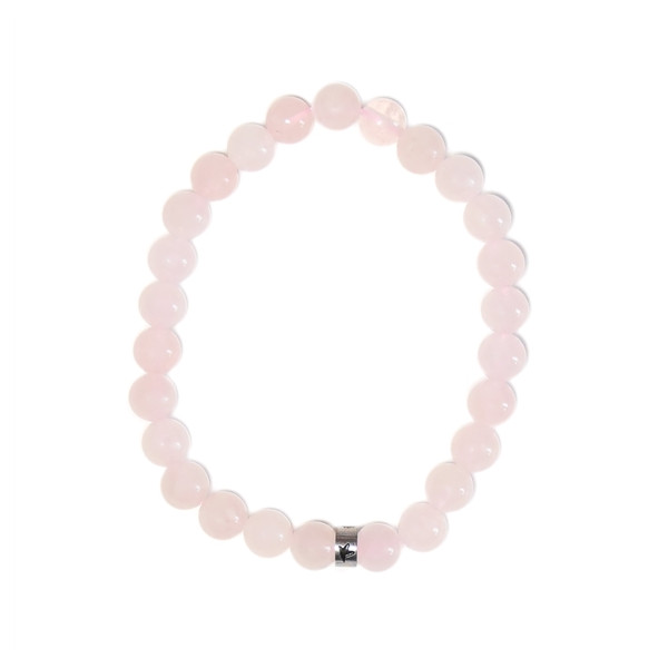 Bracelet Quartz Rose Perles rondes 8 mm Poignet large