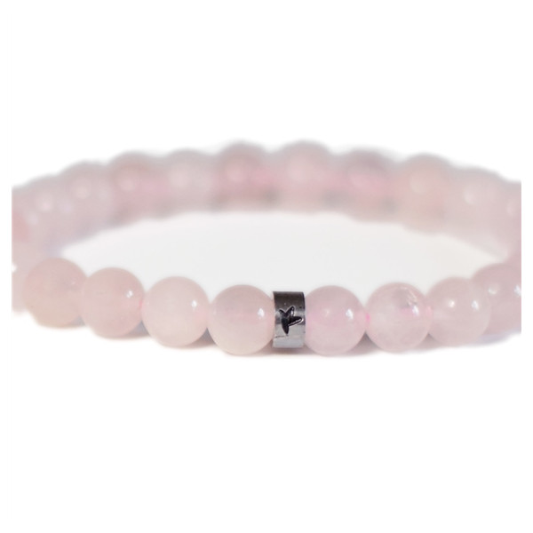 Bracelet Quartz Rose Perles rondes 8 mm Poignet large