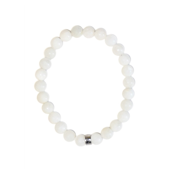 Bracelet Pierre de lune Perles rondes 8 mm Poignet large
