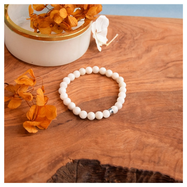 Bracelet Pierre de lune Perles rondes 8 mm Poignet large