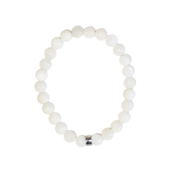 Bracelet Pierre de lune Perles rondes 8 mm Poignet large