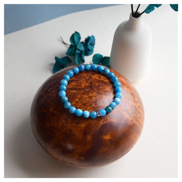 Bracelet Apatite Perles rondes 8 mm Poignet large