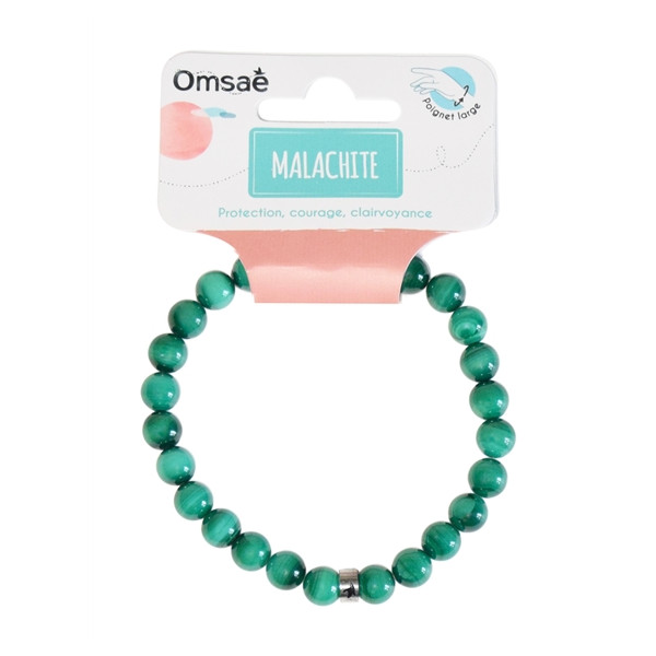 Bracelet Malachite Perles rondes 8 mm Poignet large