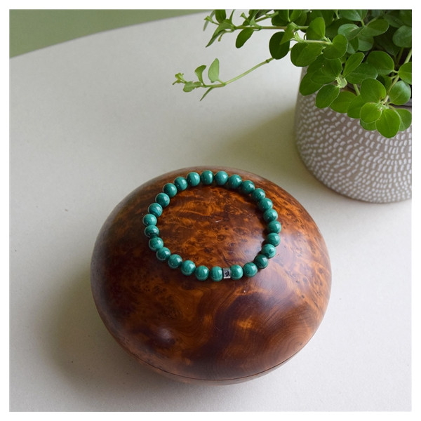 Bracelet Malachite Perles rondes 8 mm Poignet large