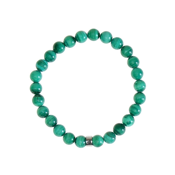 Bracelet Malachite Perles rondes 8 mm Poignet large