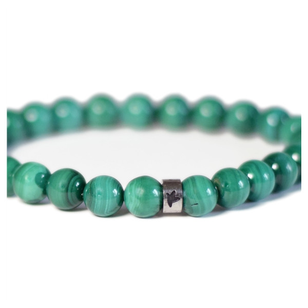 Bracelet Malachite Perles rondes 8 mm Poignet large