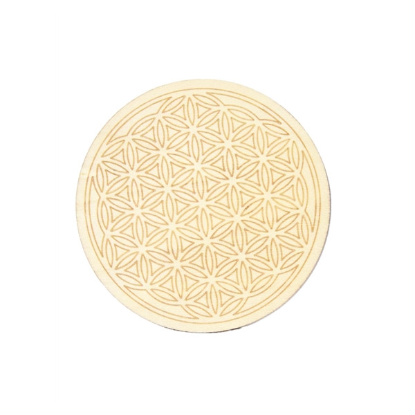 Socle de rechargement en bois Fleur de Vie gravée 10 cm