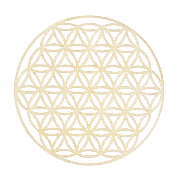 Socle de rechargement en bois Fleur de Vie ajourée 10 cm