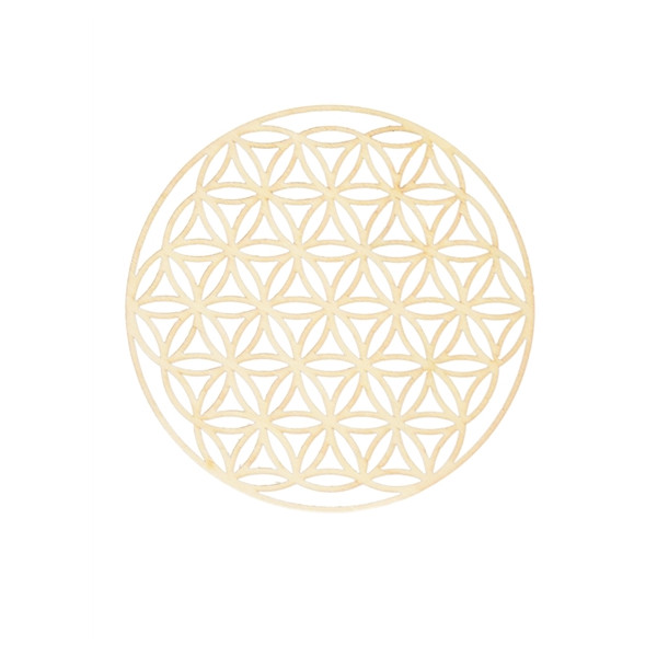 Socle de rechargement en bois Fleur de Vie ajourée 20 cm