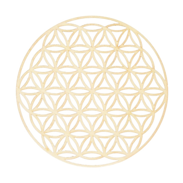 Socle de rechargement en bois Fleur de Vie ajourée 20 cm