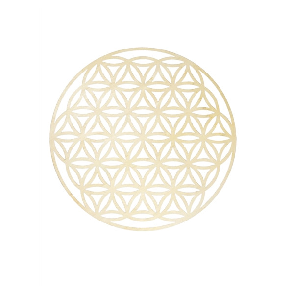 Socle de rechargement en bois Fleur de Vie ajourée 30 cm