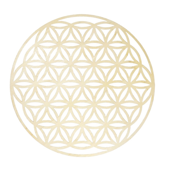 Socle de rechargement en bois Fleur de Vie ajourée 30 cm