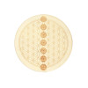 Socle de rechargement en bois Fleur de Vie et Chakras gravés 20 cm