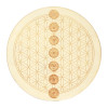 Socle de rechargement en bois Fleur de Vie et Chakras gravés 20 cm