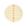 Socle de rechargement en bois Fleur de Vie et Chakras gravés 30 cm