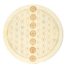 Socle de rechargement en bois Fleur de Vie et Chakras gravés 30 cm