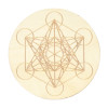 Socle de rechargement en bois Cube de Métatron gravé 10 cm