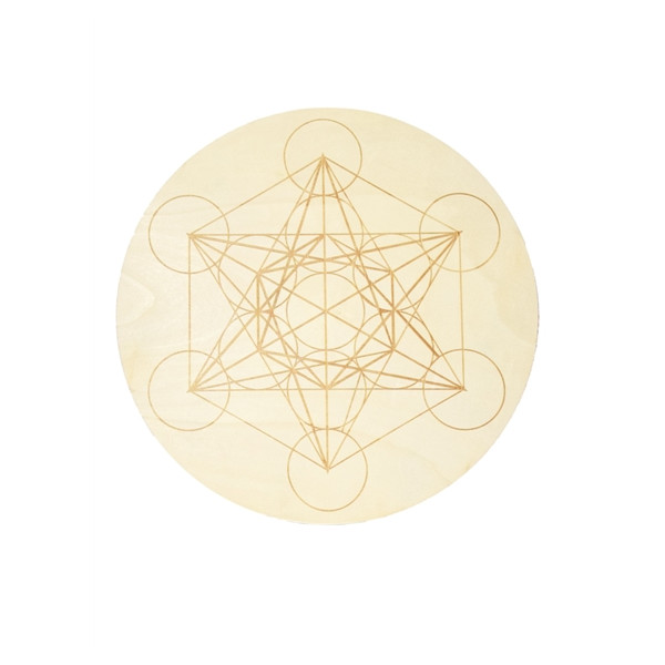 Socle de rechargement en bois Cube de Métatron gravé 30 cm